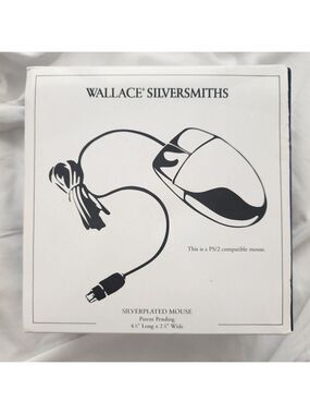 New Wallace Silversmiths Silverplated Computer Mouse w/Blue Velvet Storage Box